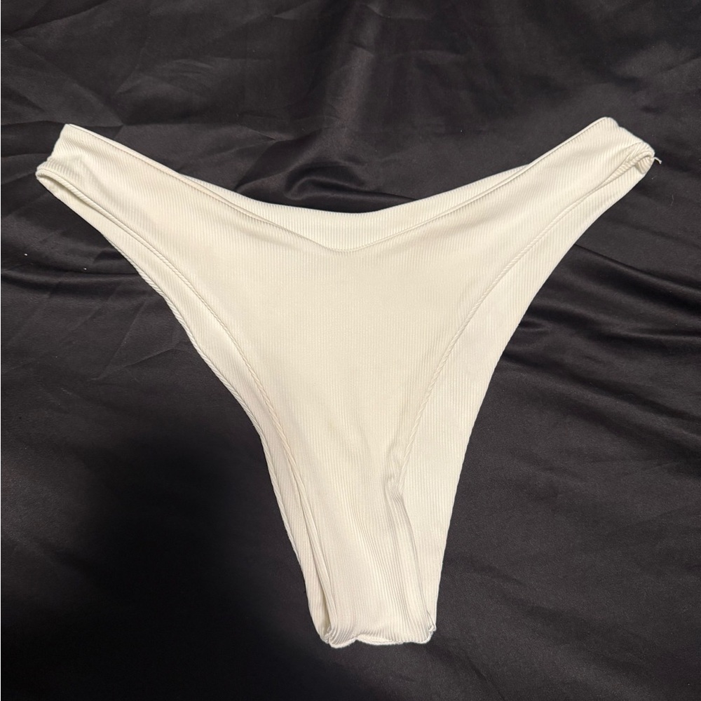 White Ribbed Swimsuit Bottoms